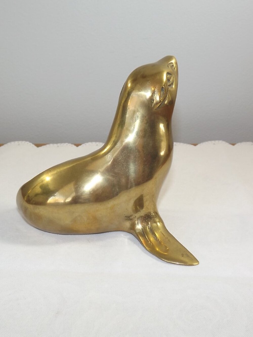 Brass Sea Lion Figurine - Gold Home Art Accent - Picture 4 of 9